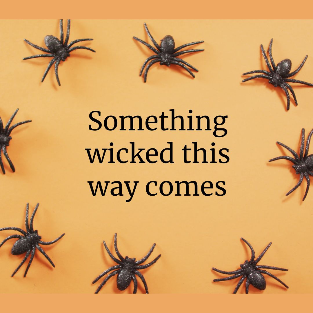 Spooky Halloween Decorations with Black Spiders on Orange