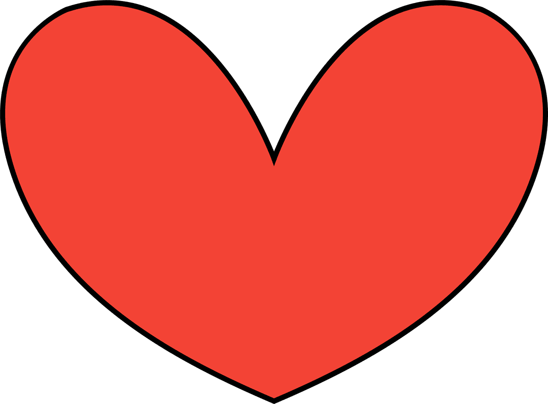 Red Heart Icon with Transparent Background and Bold Outline