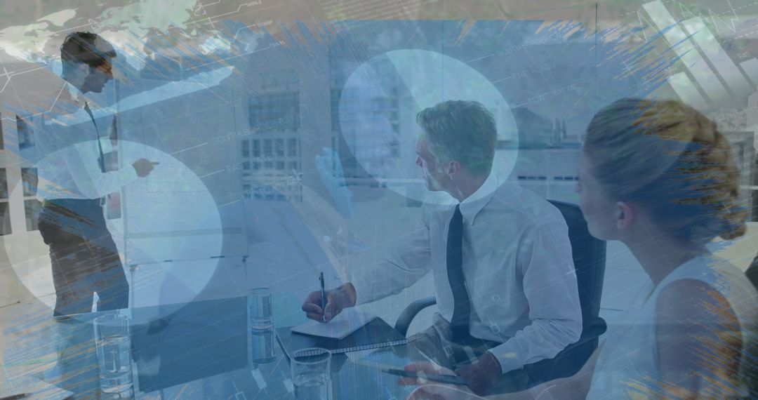 Global Business Meeting with Data Overlay