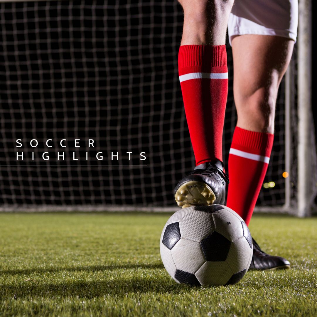 Soccer Player with Ball on Field Under Stadium Lights - Download Free Stock Templates Pikwizard.com