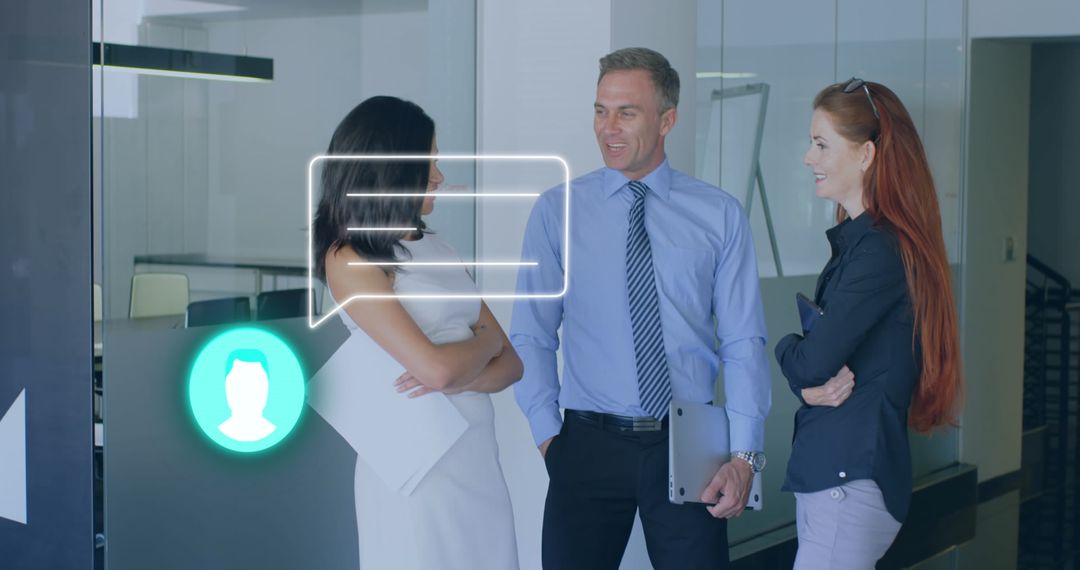 Digital Business Network in Modern Office Space