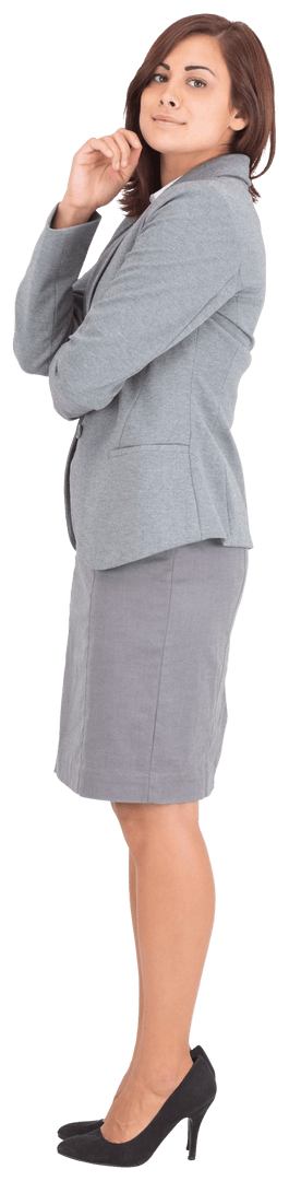 Stylish Businesswoman Posing Confidently on Transparent Background