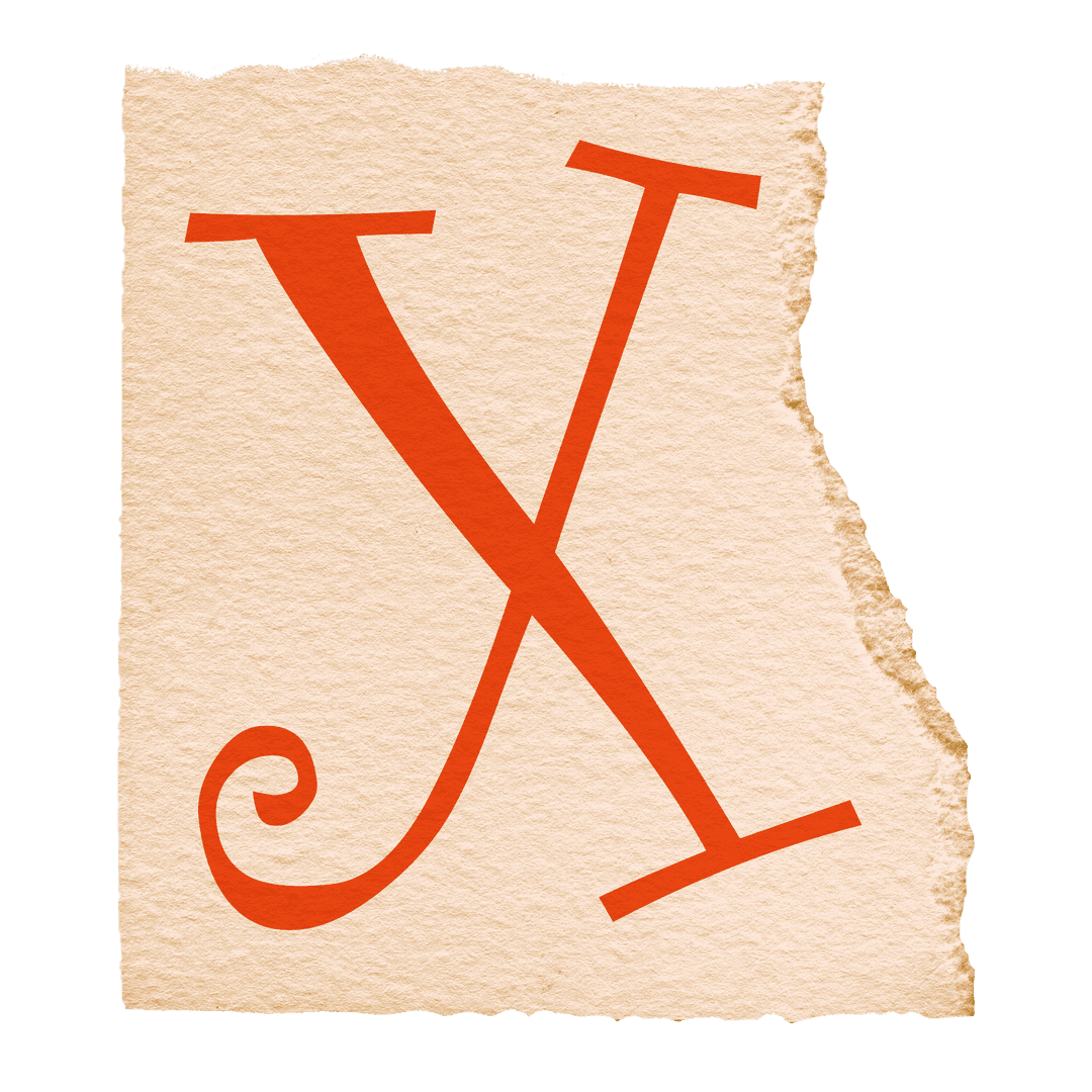 Stylized Red X on Torn Beige Paper with Transparent Background