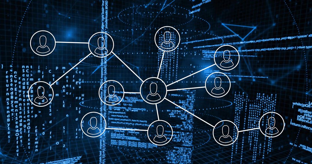 Central hub linking network nodes over neon code grid, dataflow and topology visualization