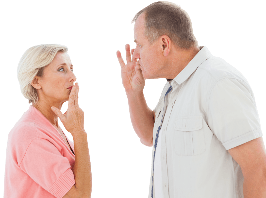 Transparent Image of Mature Couple Silently Communicating