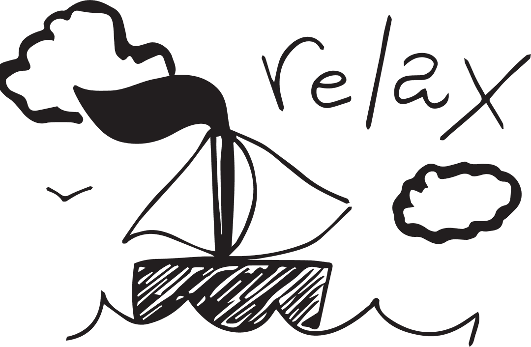 Transparent Relaxing Boat Illustration on Waves