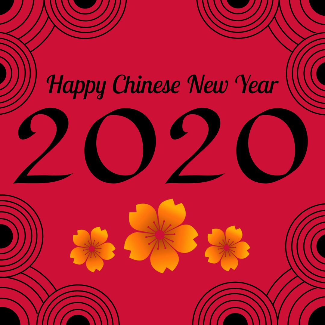 Chinese New Year 2020 Celebration Design with Floral Elements