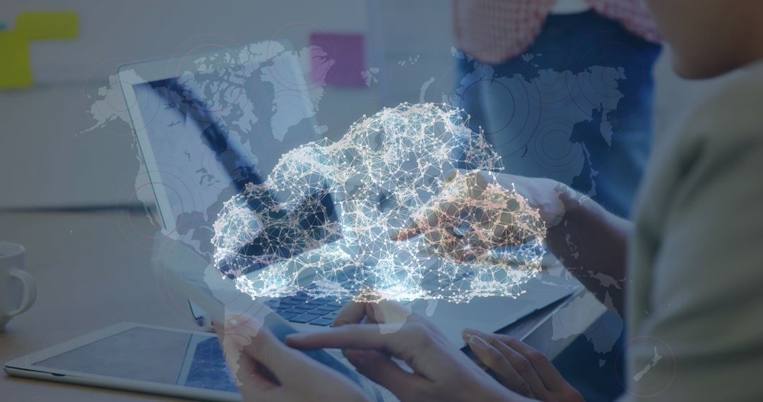Global Cloud Networking Overlaying World Map