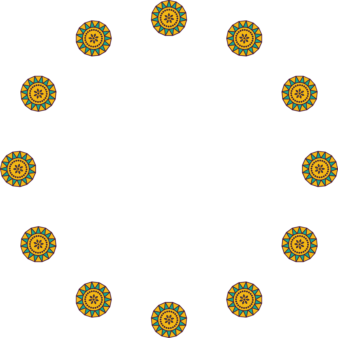 Circular Pattern of Yellow Shapes Design on Transparent Background