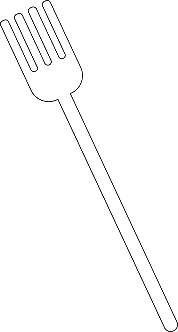 Four-pronged Cooking Fork Black Outline on Transparent Background