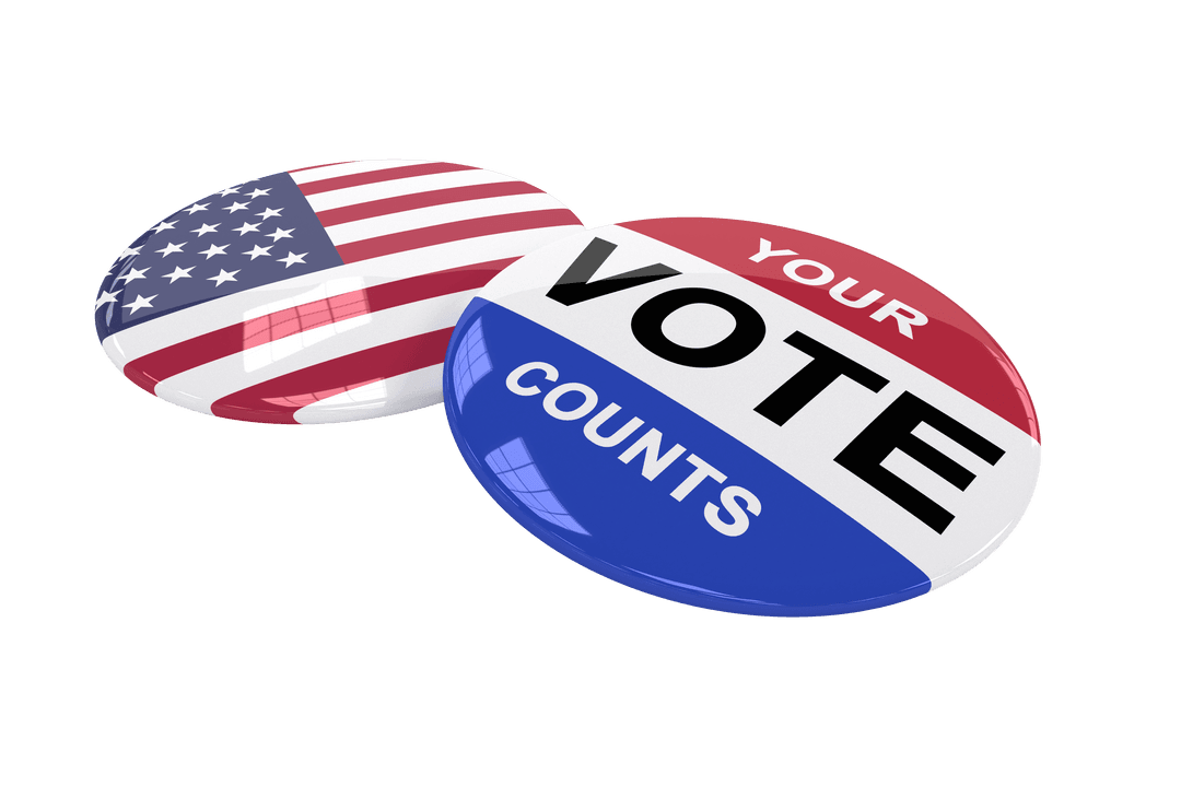 Patriotic Voting Pins on Transparent Background