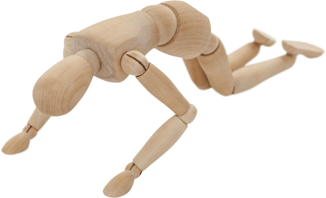 Transparent Wooden Figurine Demonstrating Exercise Positions