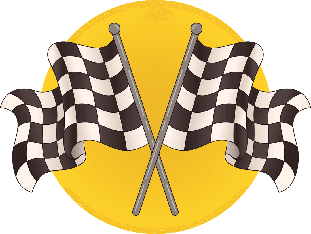 Checkered Flags Crossed Competition Icon with Transparent Background