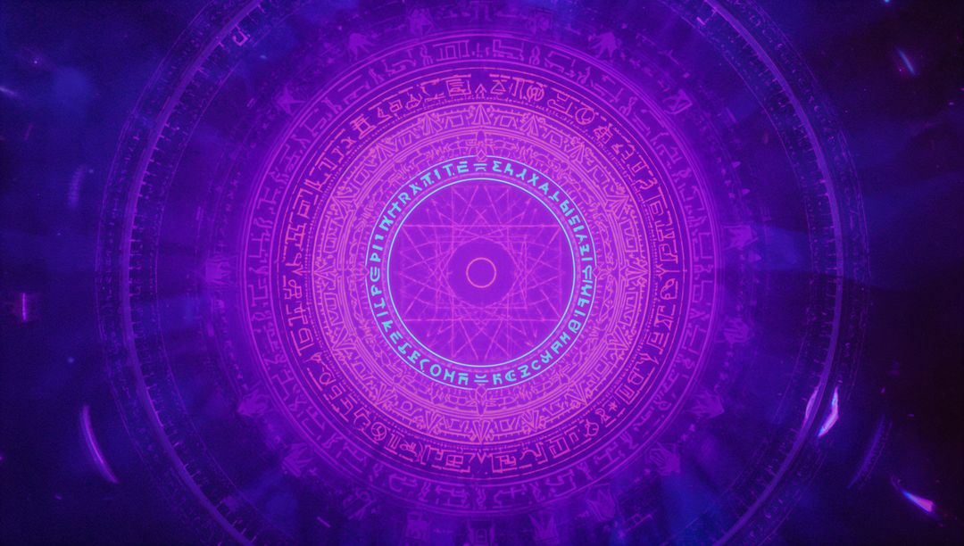 Mystical Glowing Magical Rune Circle with Purple Energy