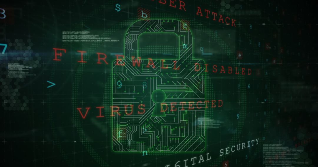 Futuristic Digital Security with Circuit Lock Icon