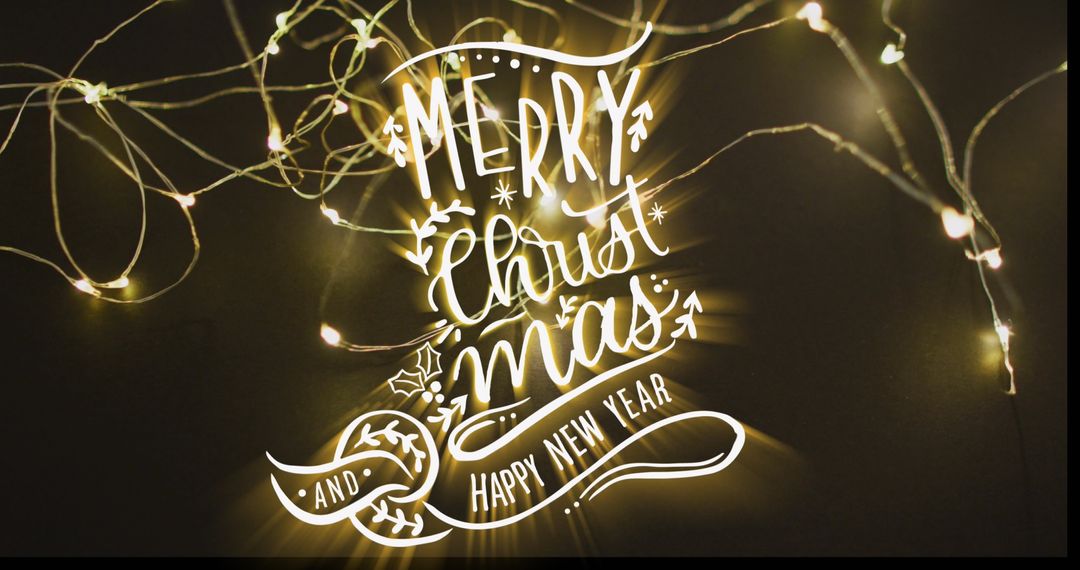 Christmas Greetings Illuminated by Festive Fairy Lights