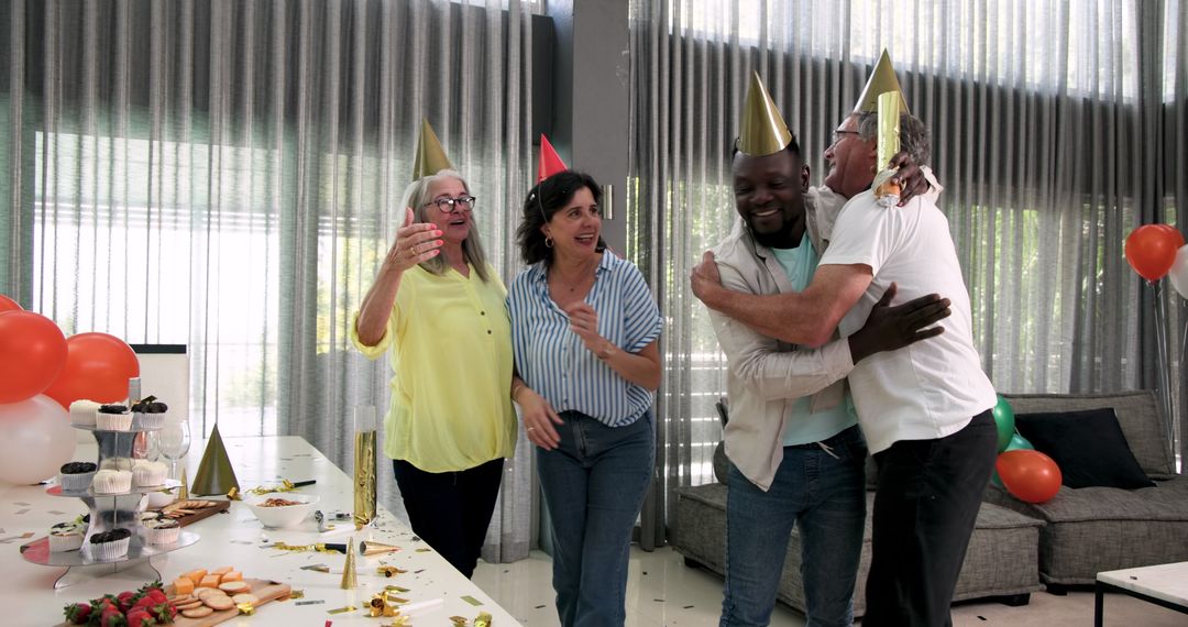 Ecstatic Multiracial Colleagues Celebrating Office Party
