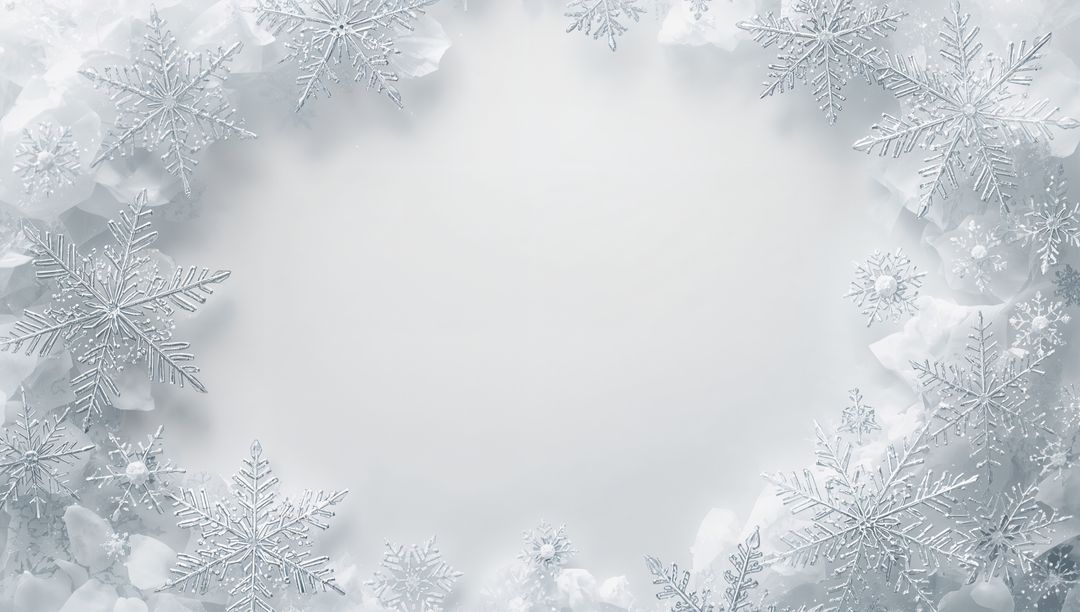 Silver Snowflake Frame Creating Elegant Blank Winter Holiday Greeting Background