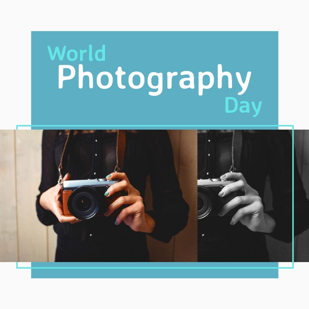 Image of world photography day and midsection of caucasian woman with camera - Download Free Stock Templates Pikwizard.com