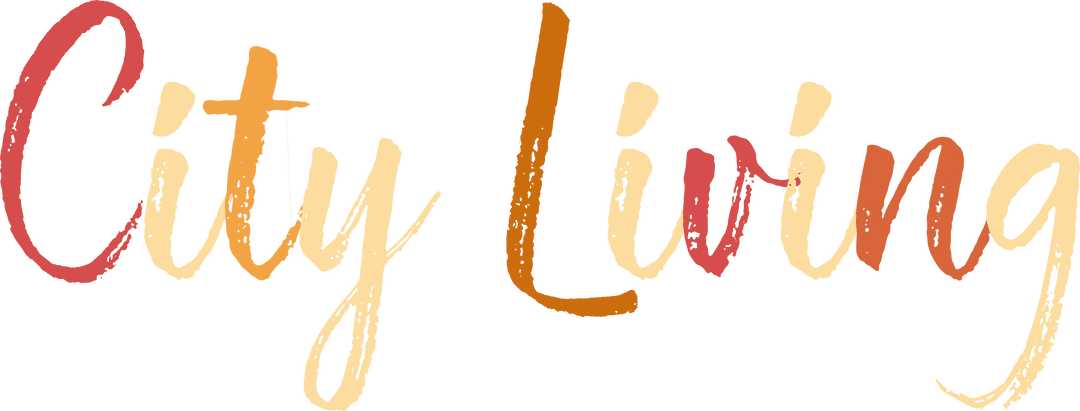 Modern Hand-Lettered City Living Typography on Transparent Background