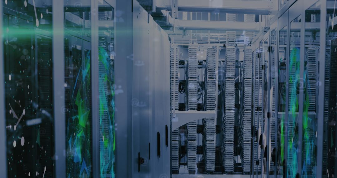 Advanced Data Center with Servers and Digital Connections
