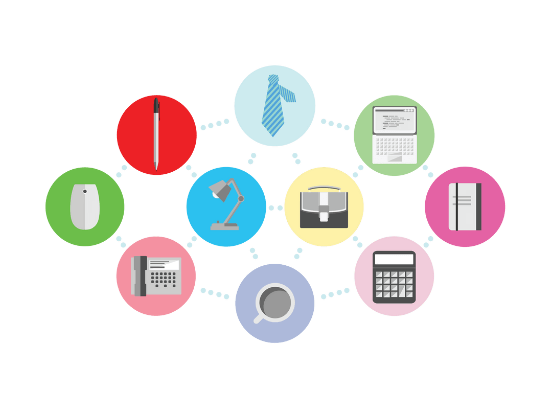 Colorful Media Icons Set on Transparent Background