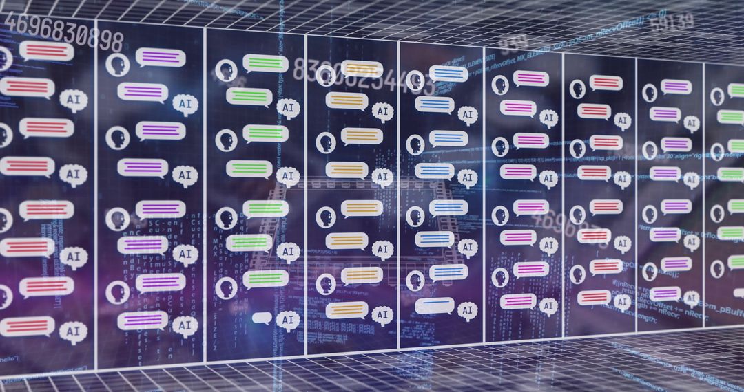Futuristic Artificial Intelligence Chat Interface Over Digital Cityscape