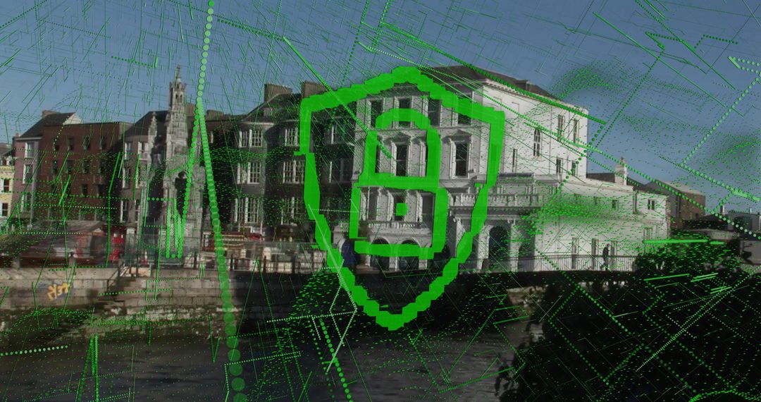 Urban Digital Security Overlay on Historic Cityscape
