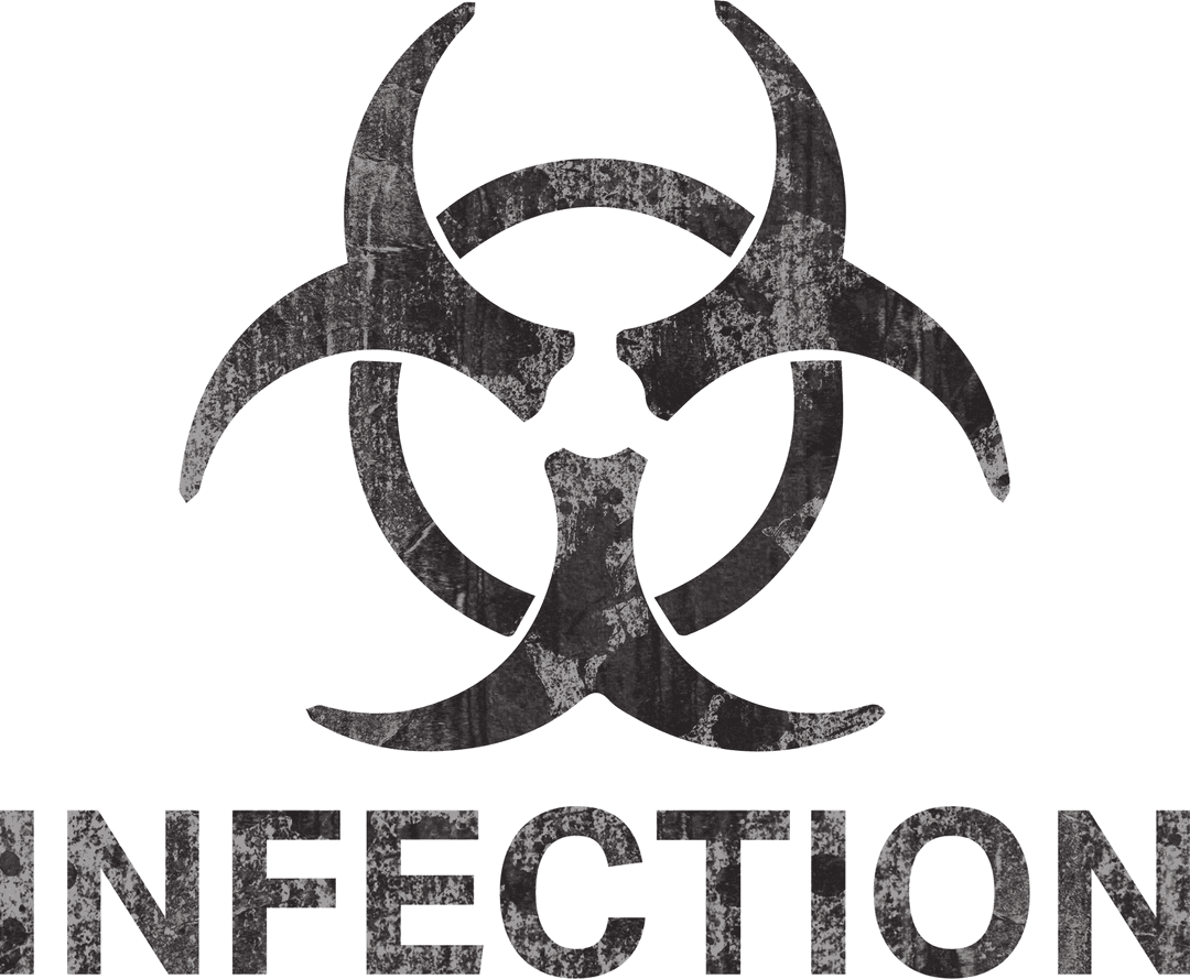 Infection Text with Biohazard Symbol on Transparent Background