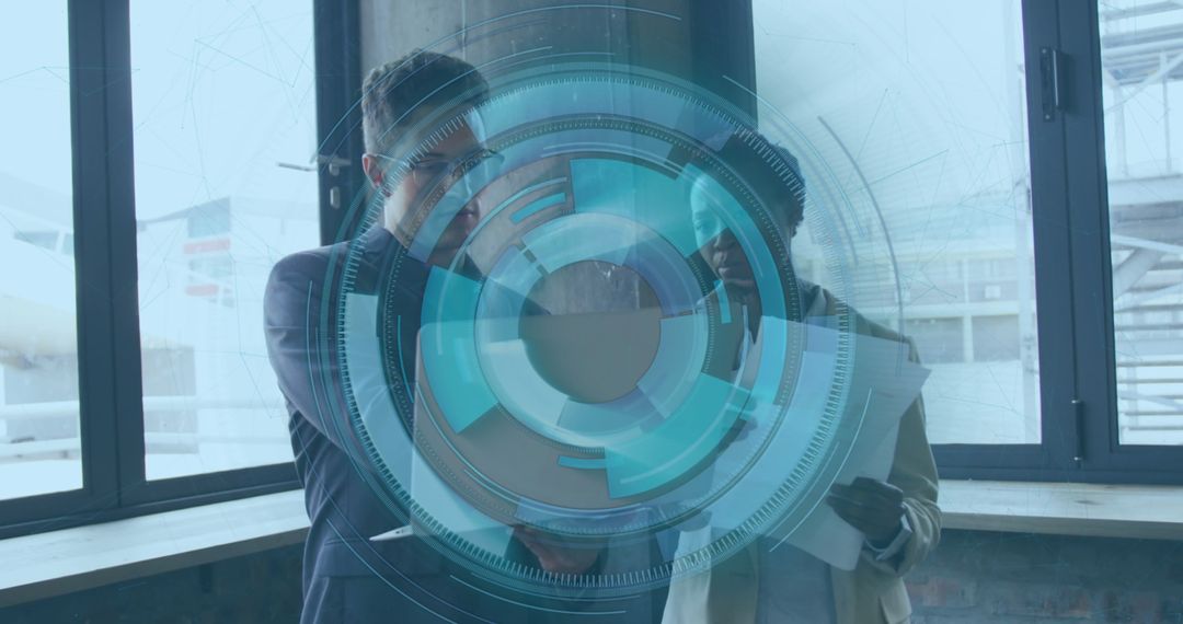 Business Professionals Using Futuristic Data Interface Technology