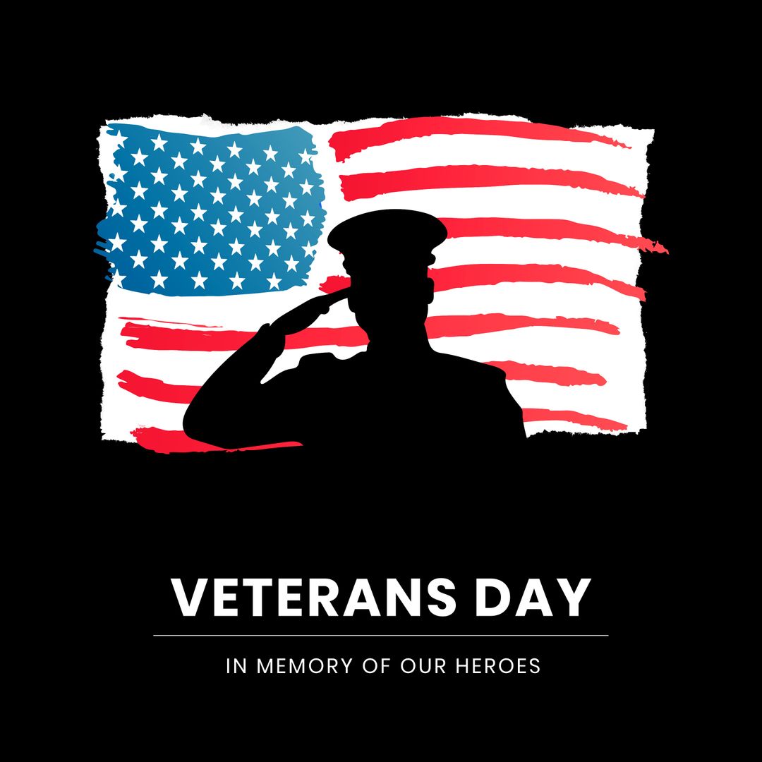 Veterans Day Tribute with Saluting Soldier and USA Flag