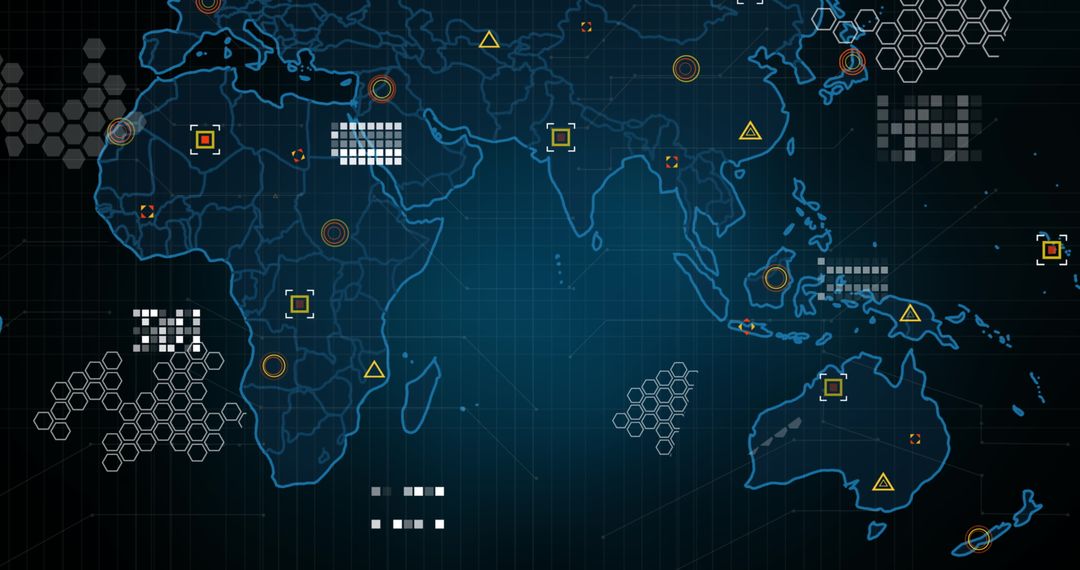 digital interface displaying global data processing across world map - Free Images, Stock Photos and Pictures on Pikwizard.com