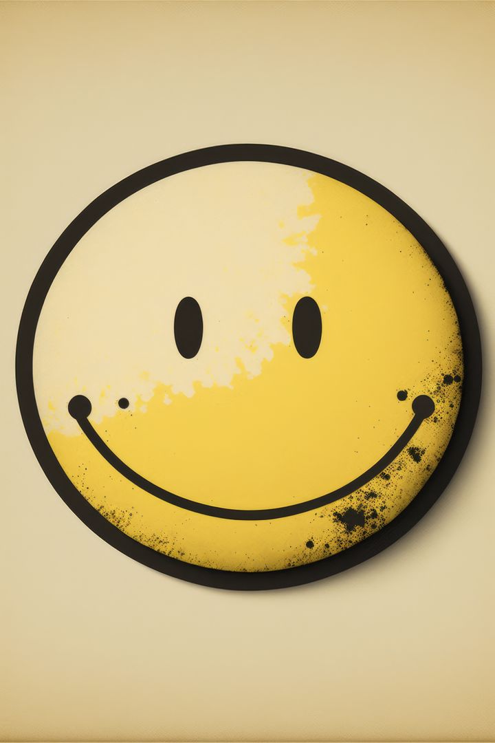 Grunge Style Smiley Face Icon on Beige Background - Free Images, Stock Photos and Pictures on Pikwizard.com