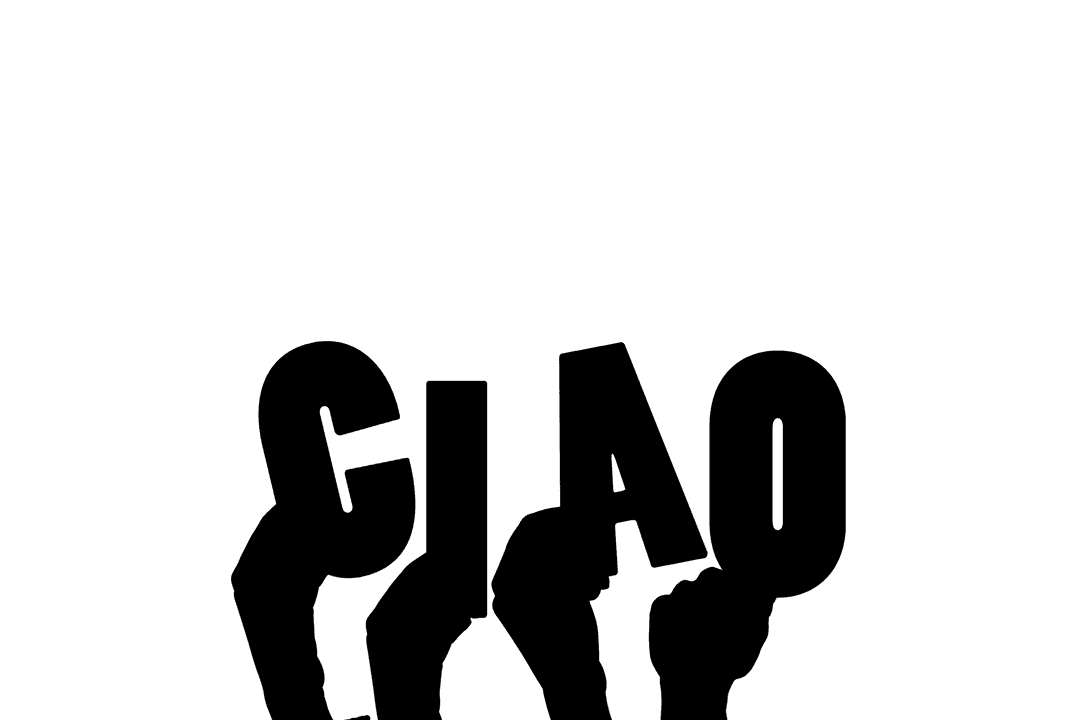 Hands and Ciao Text on Transparent Background Illustration