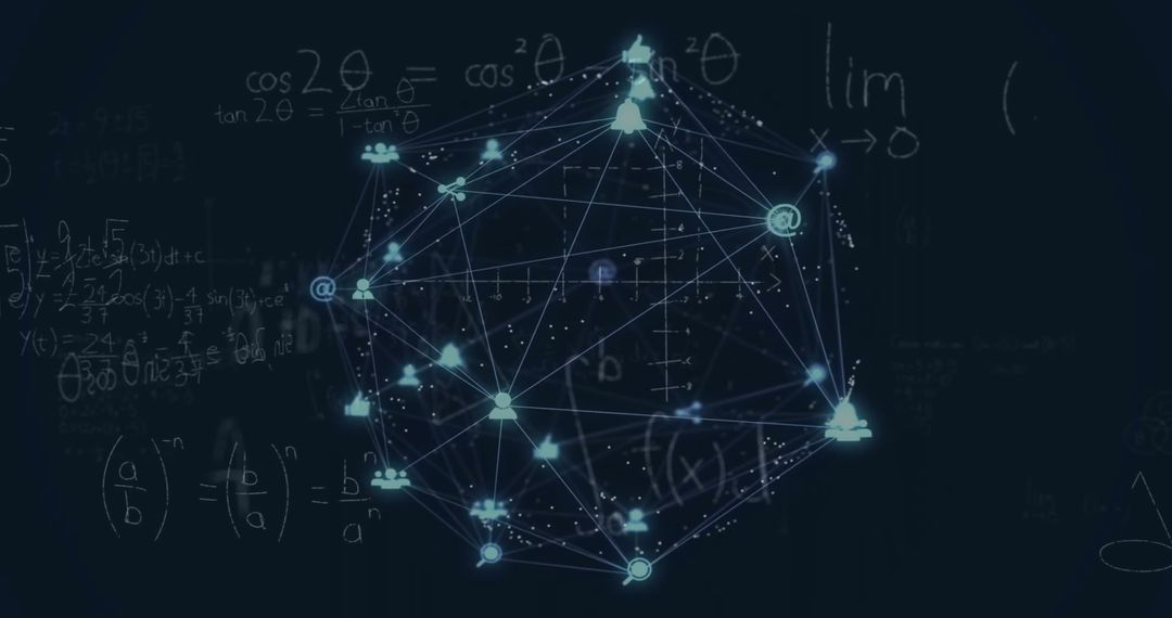 Digital globe with mathematical data processing and network connections