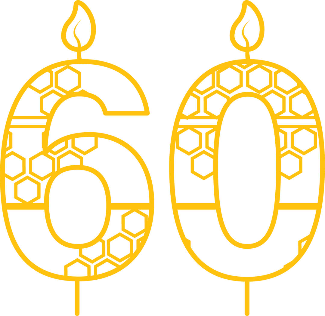 Yellow 60th Birthday Candle Illustration on Transparent Background - Download Free Stock Images Pikwizard.com