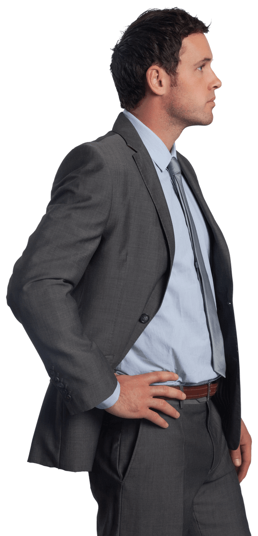 Serious Businessman in Suit with Focused Look Transparent Background
