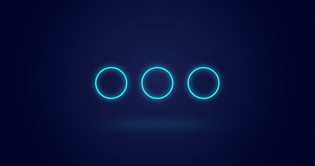 Three Neon Circles Glowing in Vibrant Blue