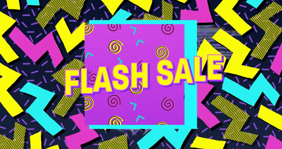 Dynamic Neon Geometric Flash Sale Advertisement Background