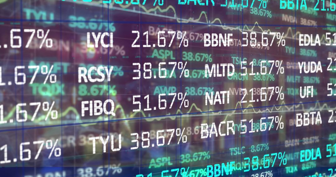 Vibrant Stock Market Digits on Digital Financial Display