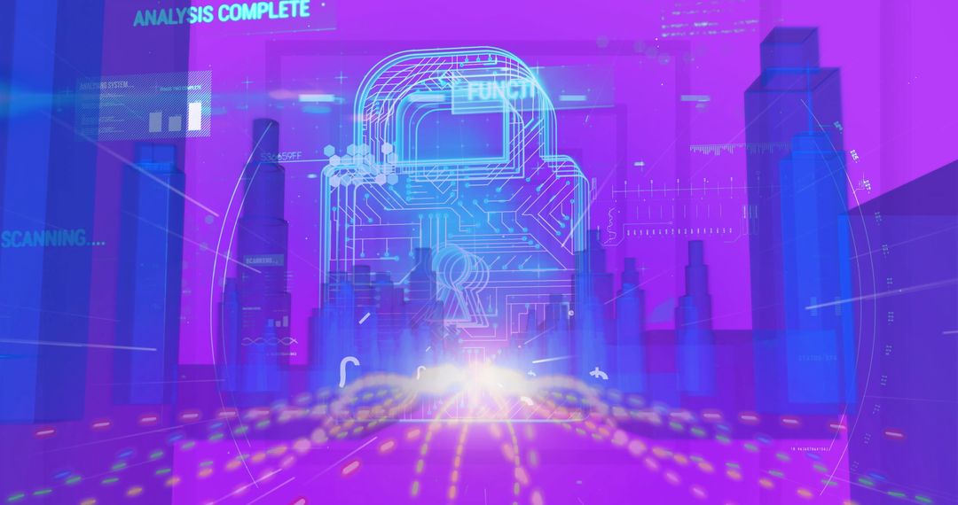 Futuristic Cybersecurity with Digital Lock Interface