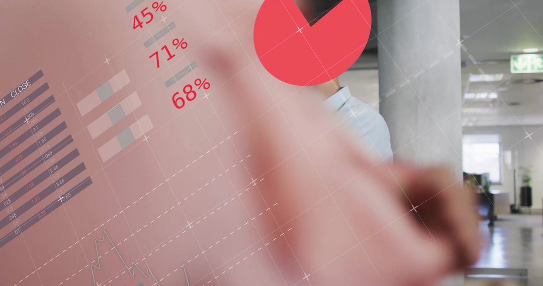 Businessman Analysing Financial Data on Smartphone Screen Overlay