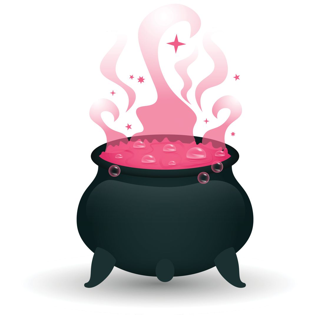 Enchanting Cauldron with Magical Pink Brew