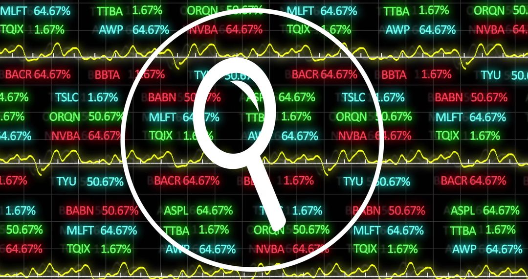 Magnifying Glass Over Stock Market Data Analyzing Trends