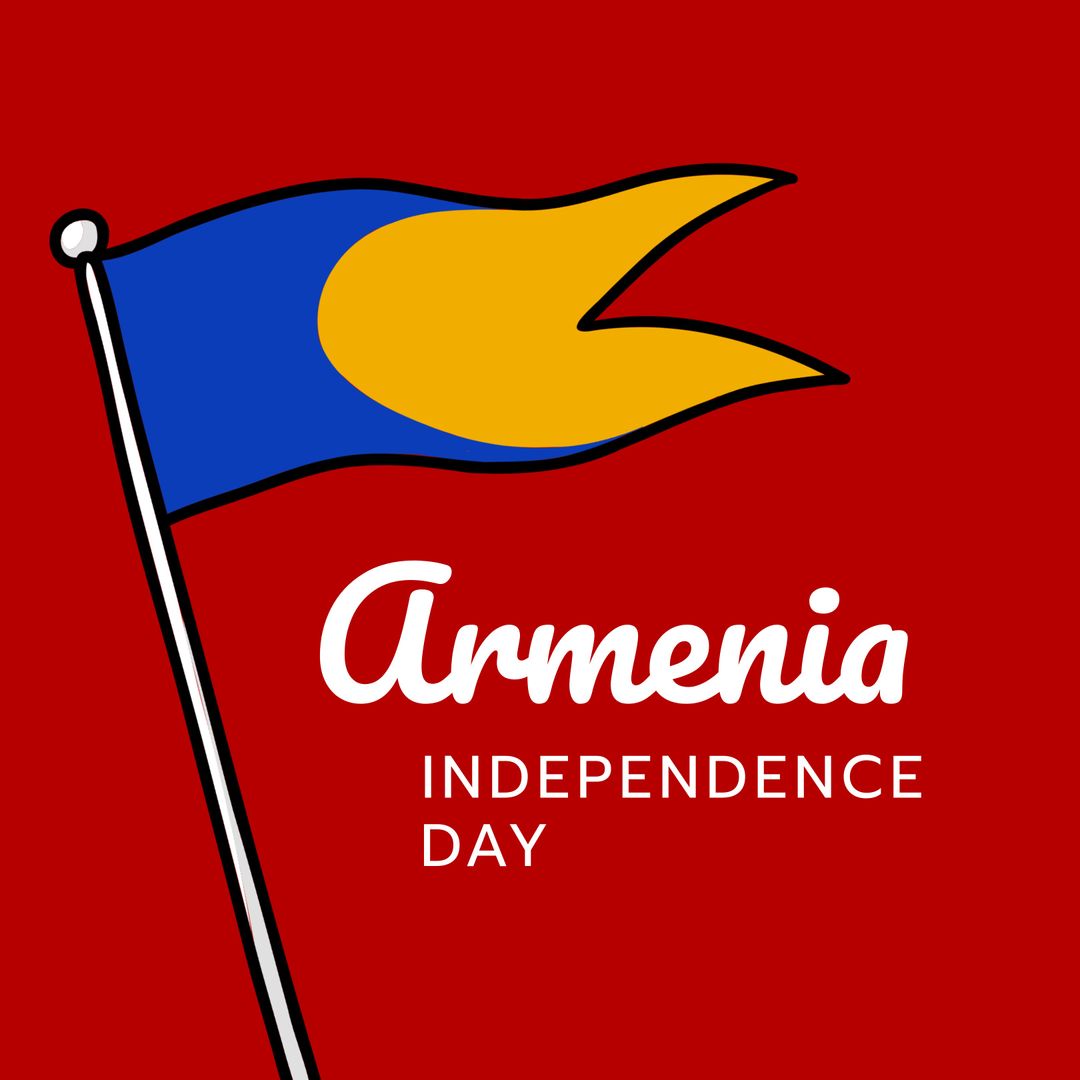 Armenia Independence Day Flag Icon on Red Background