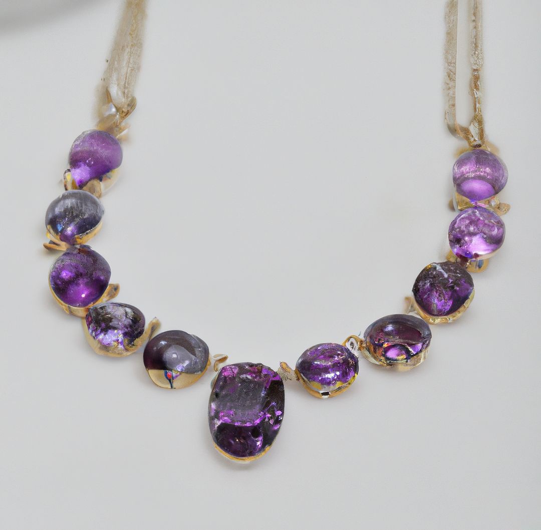 Elegant Gold and Purple Gemstone Necklace Isolated on White Background - Free Images, Stock Photos and Pictures on Pikwizard.com