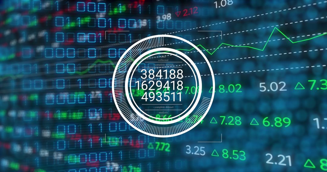 Digital Interface Display of Analytics in Black Background