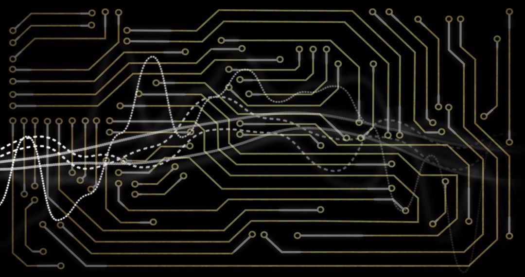 Digital Circuit Board with Data Processing Visualization
