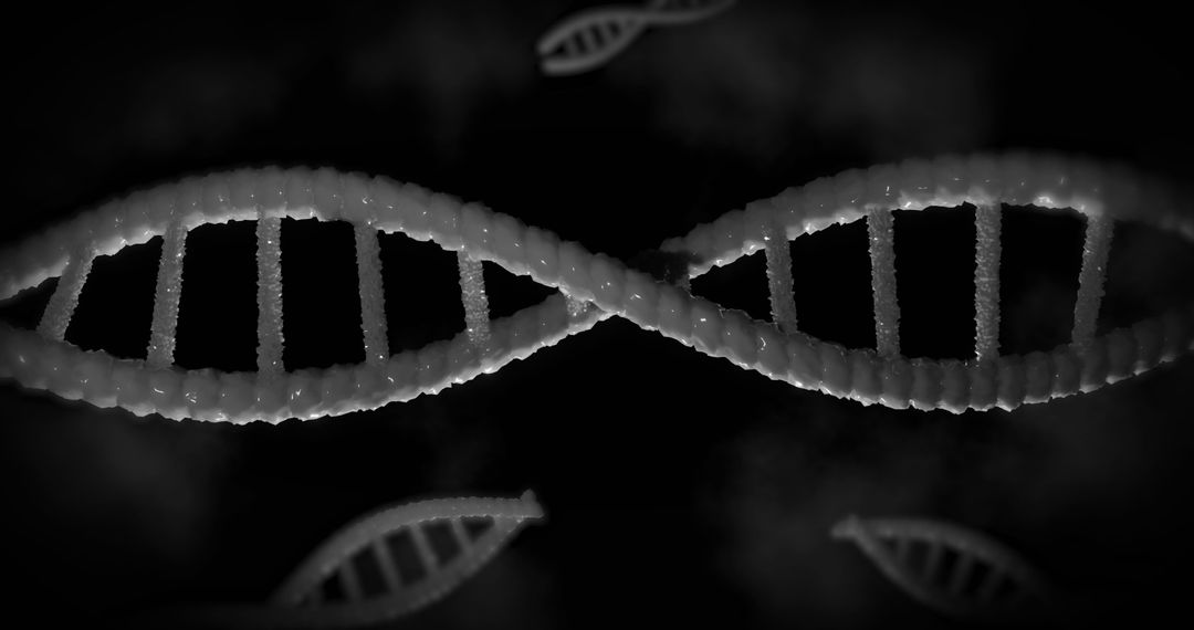 Abstract DNA Strands on Dark Background