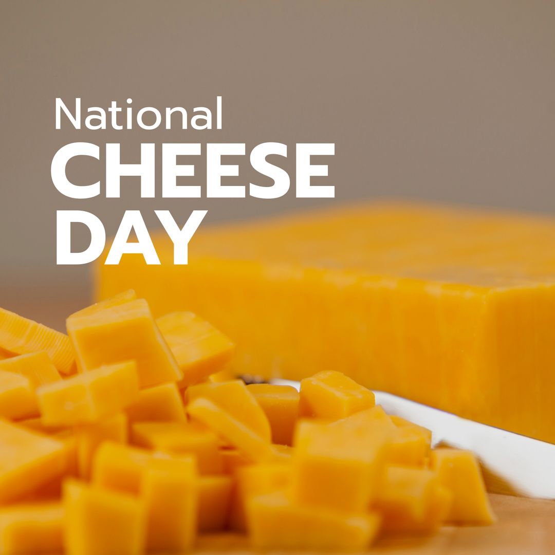 National Cheese Day Celebration with Diced Cheddar Cheese - Download Free Stock Templates Pikwizard.com